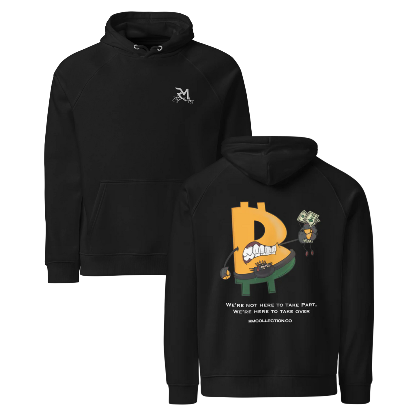 RMEliteTrading Unisex eco raglan hoodie (BTC Black)
